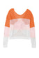 Pink color block eyelet long sleeve twisted back knit top - sweater & cardigans