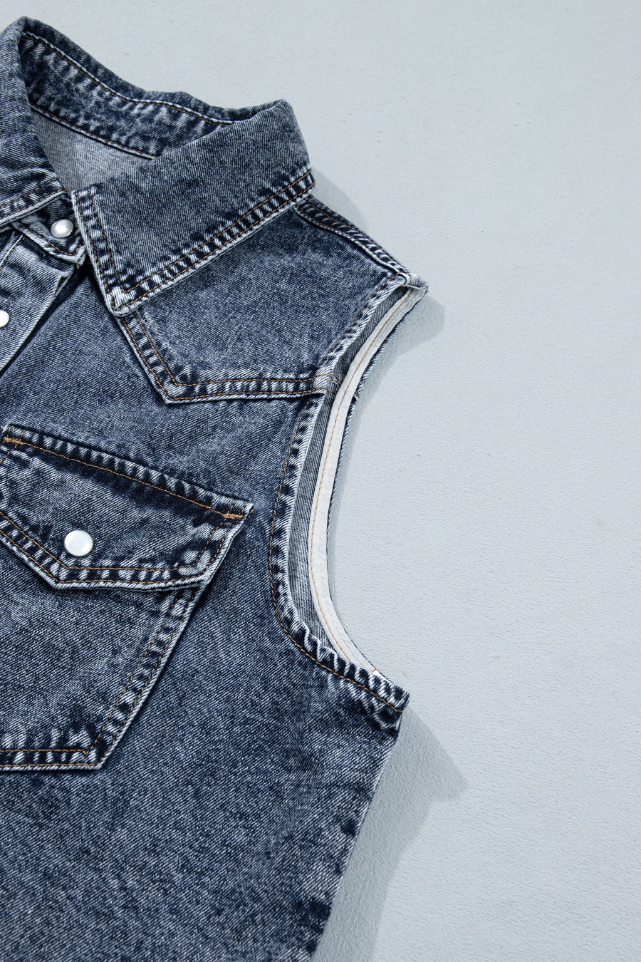 Denim Button Front Pocket Sleeveless Cowboy Vest Women UK