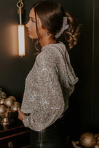 Apricot sparkle hoodie with long sleeves and soft stretch fabric