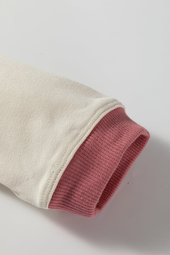 White Contrast Trim Crochet Knit Hoodie