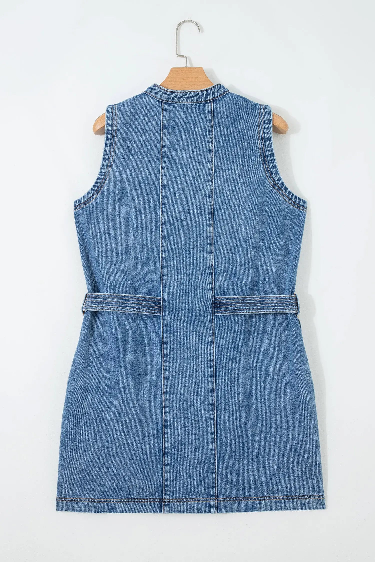 Western belt sleeveless denim dress dresses