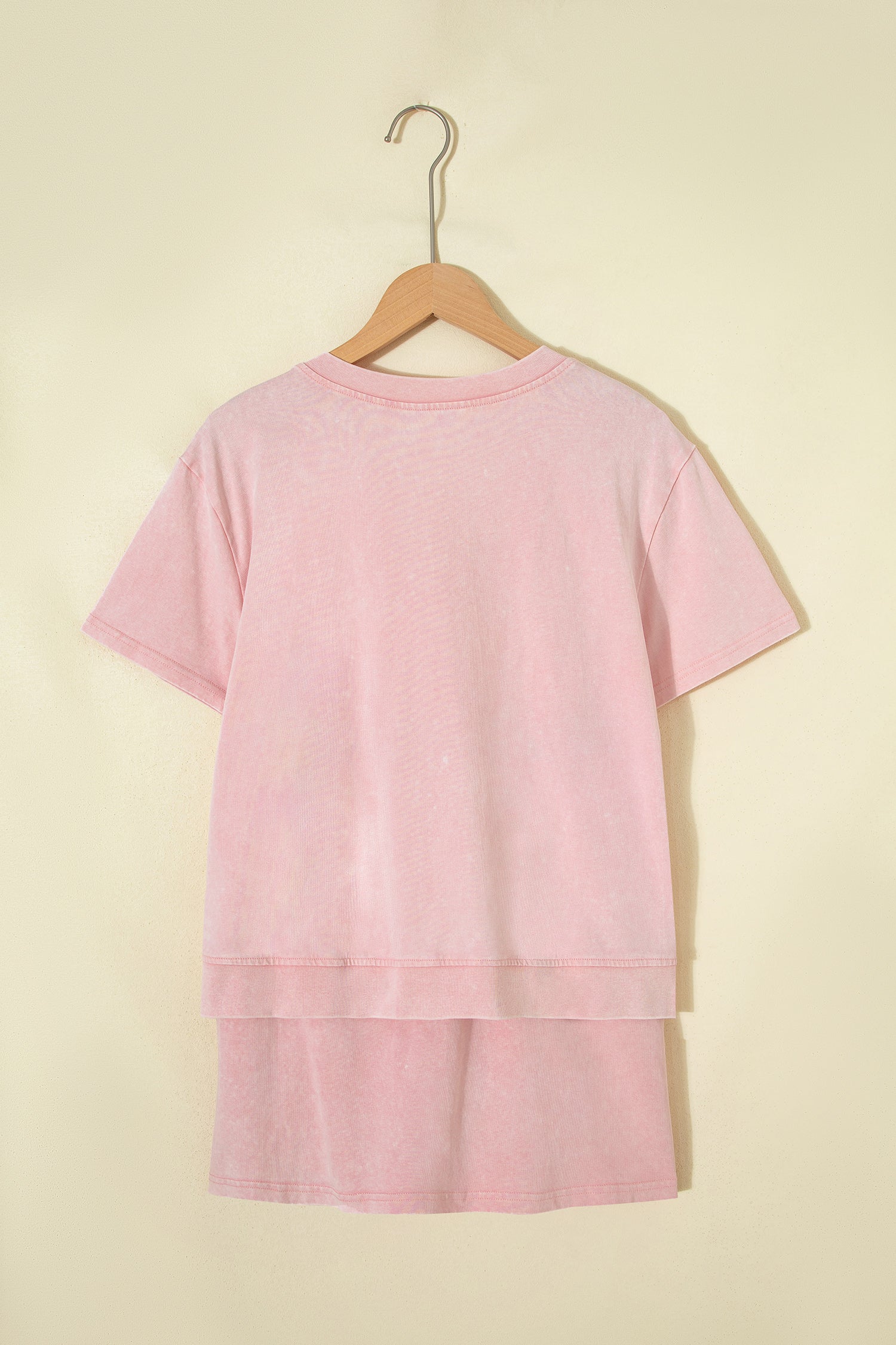 Mineral Wash V-Neck Tee Skort Set Two Piece Co-Ord High Waist Split Mini
