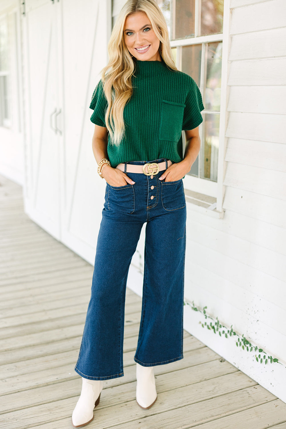 Ribbed Knit Short Sleeve Sweater – Soft & Stylish