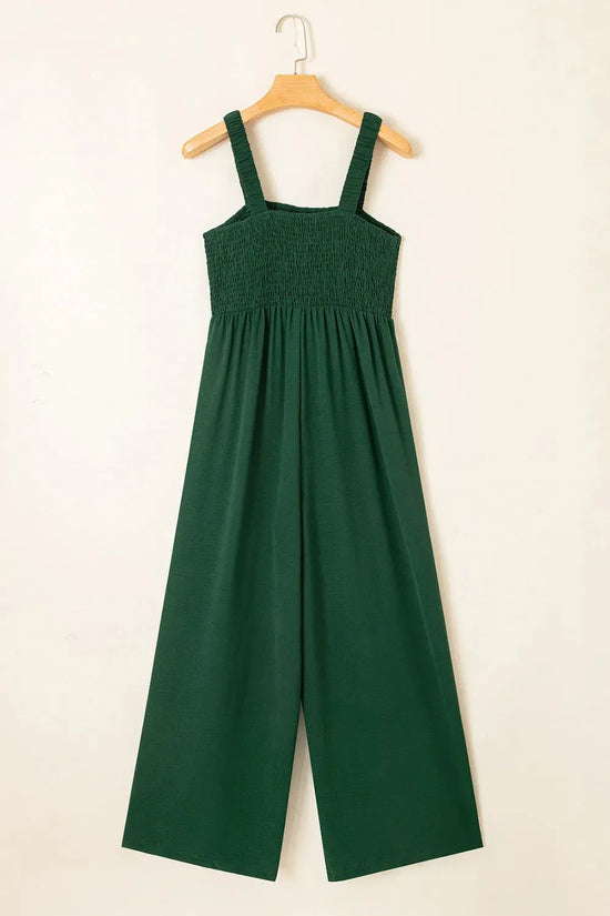 Smocked Wide Leg Jumpsuit - Fashionfitz