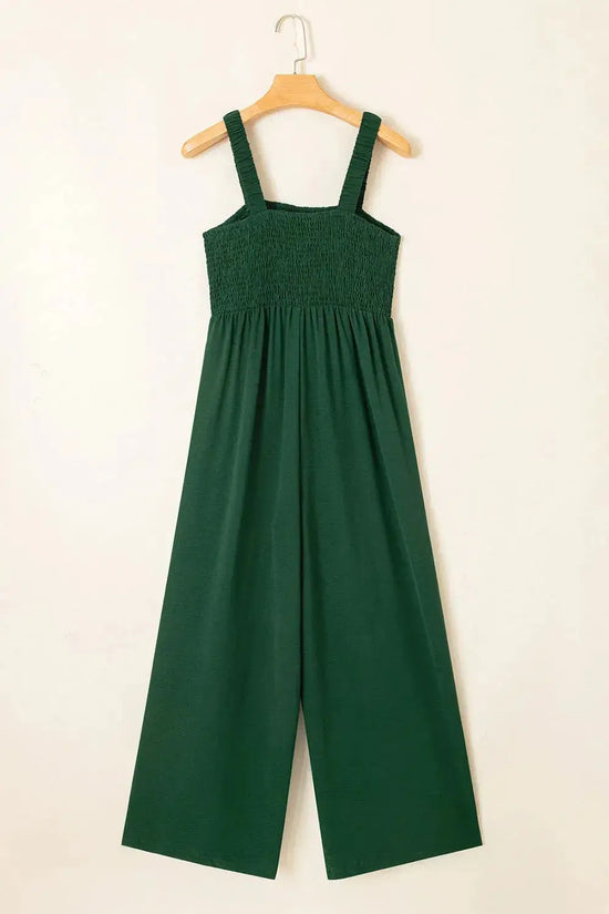 Smocked Wide Leg Jumpsuit - Fashionfitz