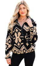 Aztec Pattern Plush Sweatshirt – Half Zip