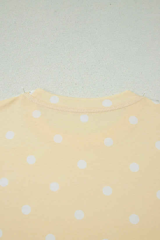 Polka Dot Exposed Seam Loose Tee Drawstring Shorts Two-Piece Set