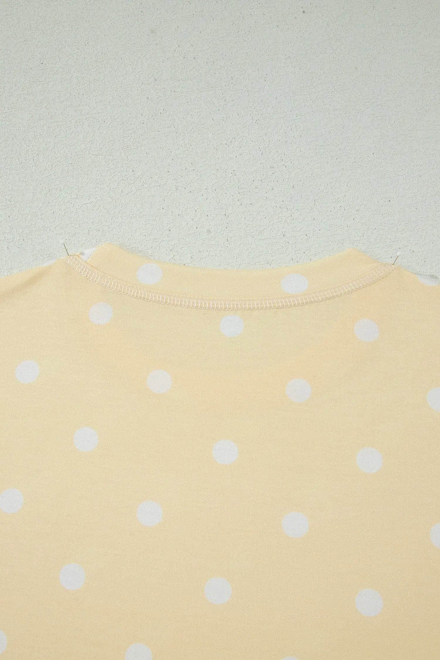 Polka Dot Exposed Seam Loose Tee Drawstring Shorts Two-Piece Set