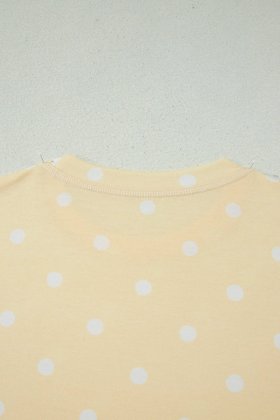 Polka Dot Exposed Seam Loose Tee Drawstring Shorts Two-Piece Set