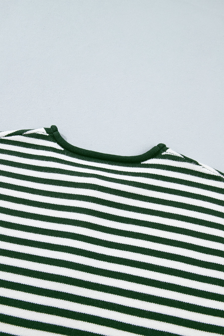 Stripe Drop Shoulder Button Placket Sweater