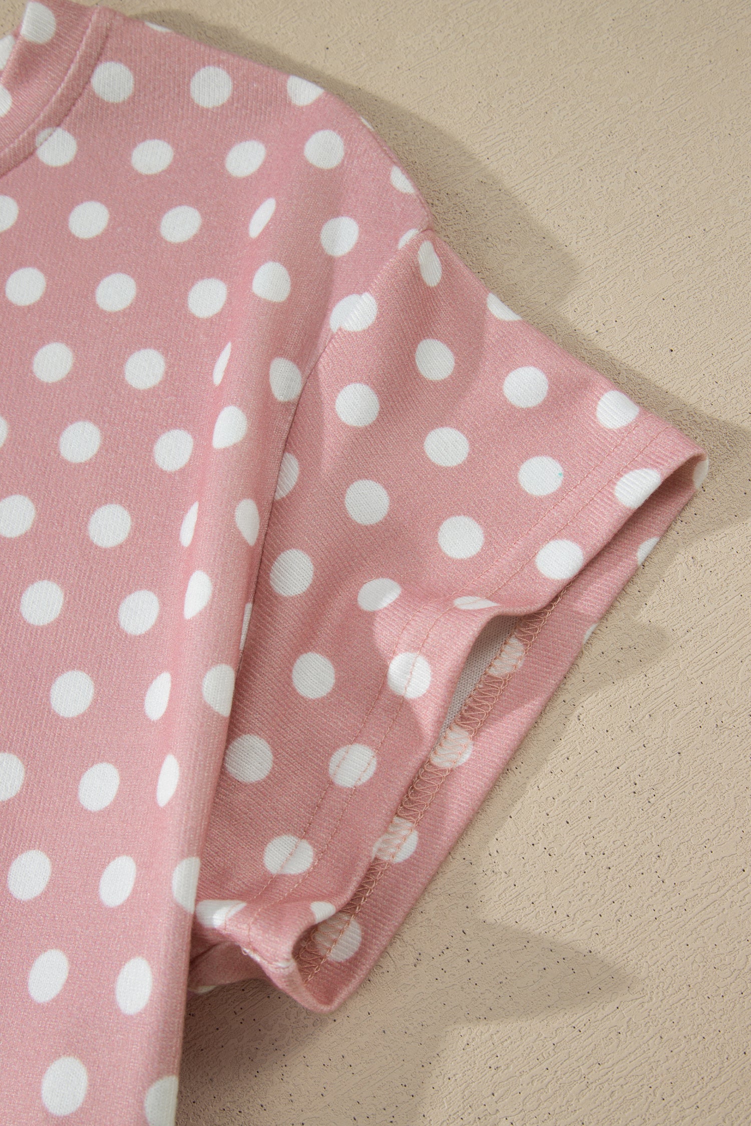 Polka Dot Print Round Neck Short Sleeve Top & Shorts Co-Ord Set