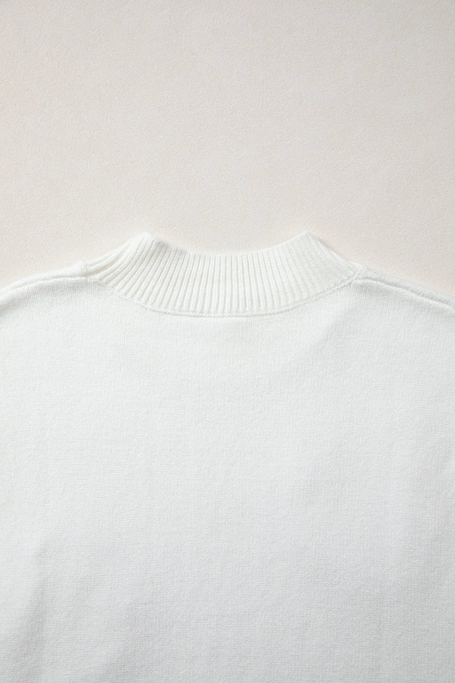 Corded horseshoe western sweater ribbed mock neck short sleeve loose knit sweaters