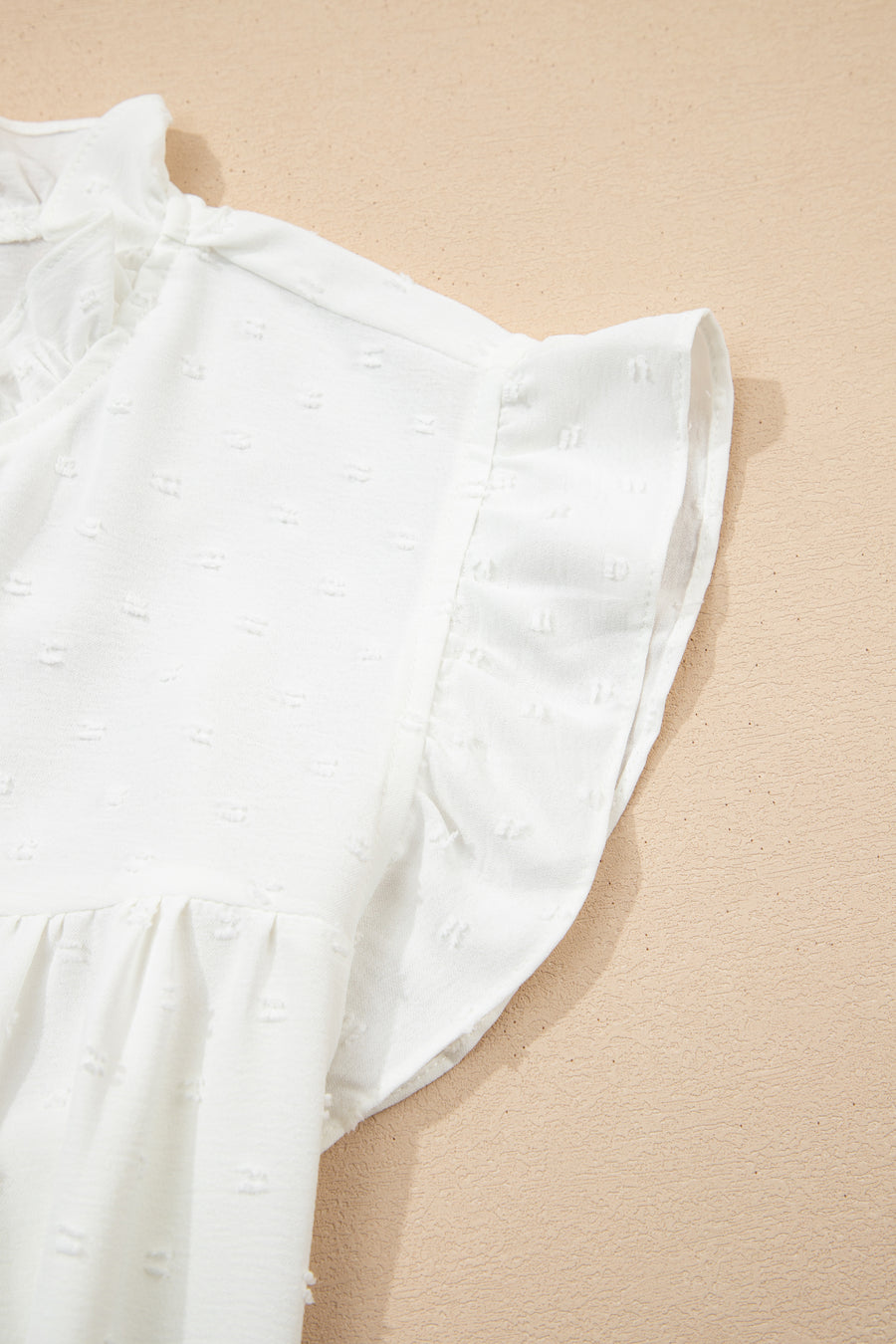 White Plus Size Swiss Dot Ruffle Lace Trim V Neck Tank Top
