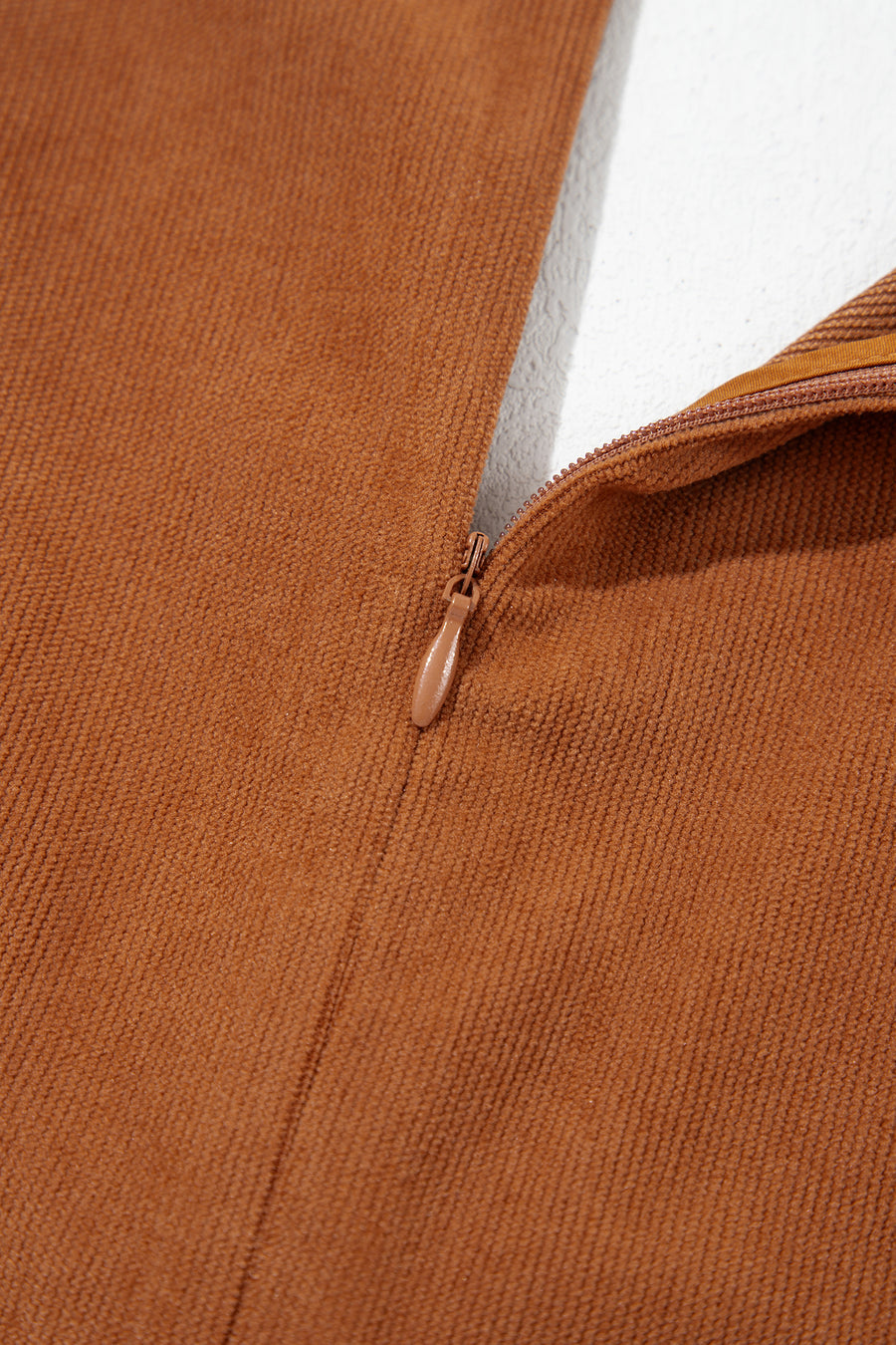 Cinnamon Corduroy Sleeveless Romper Tie V-Neck