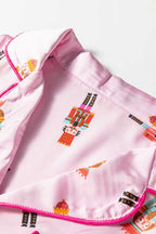 Collar and button detail on pink Nutcracker pyjama set
