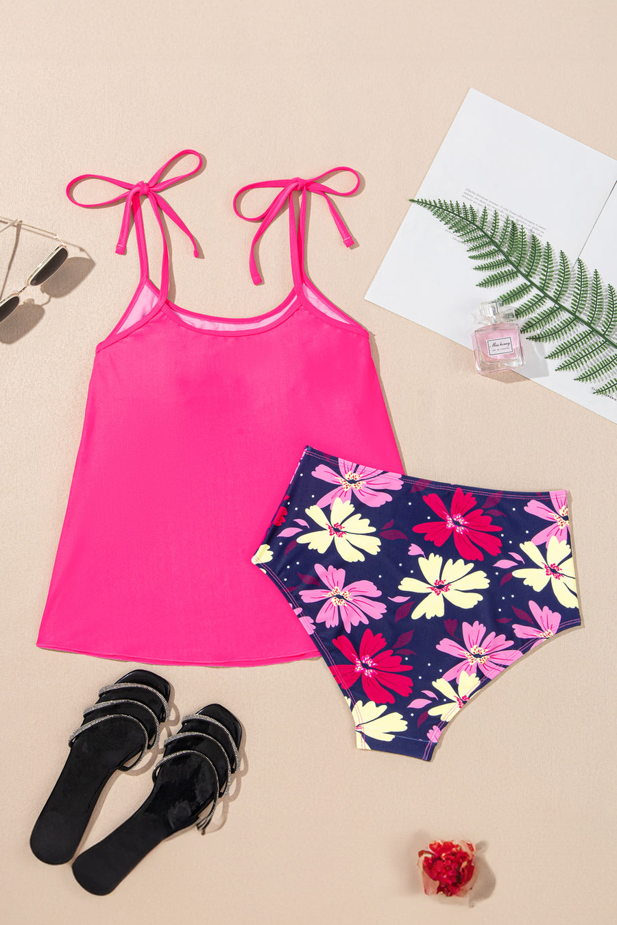 Tie Shoulder Floral Print Tankini Set Women UK