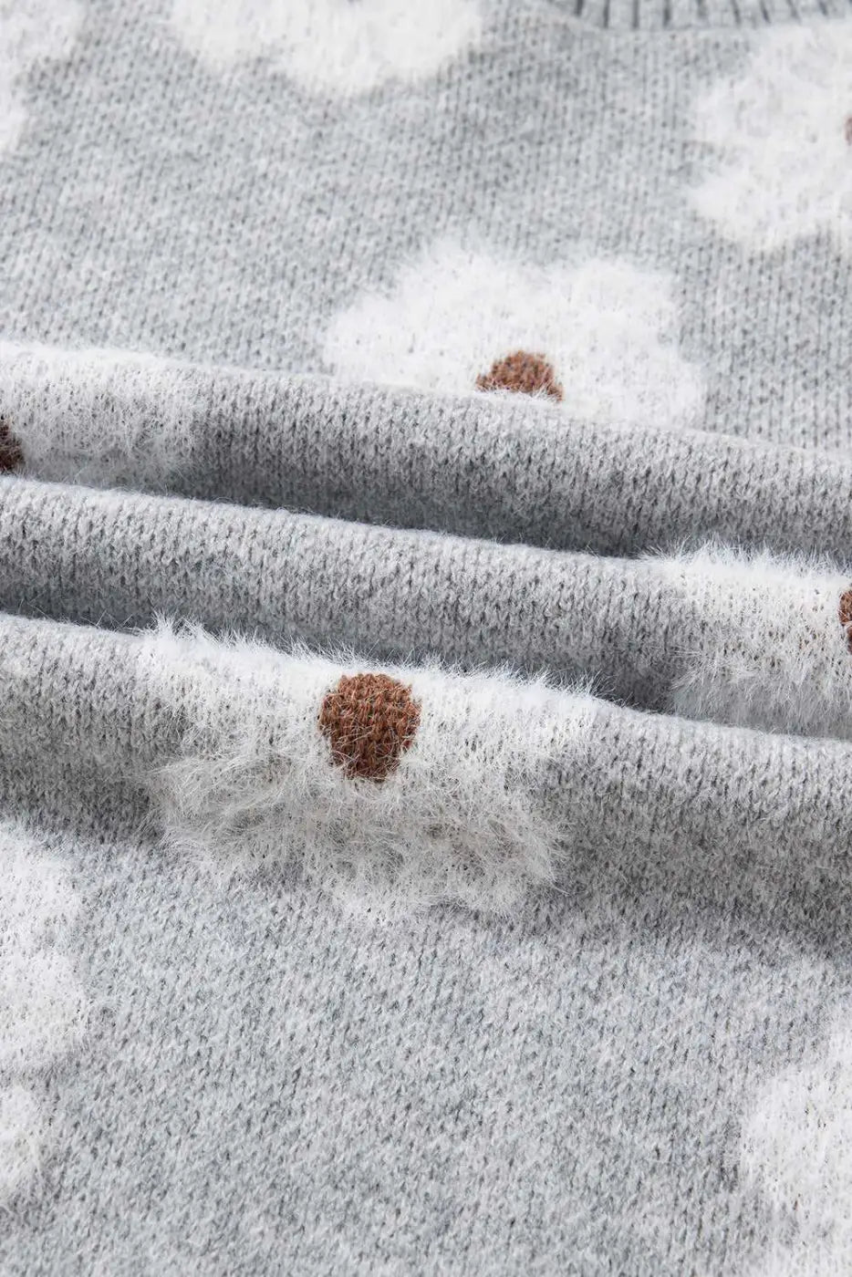 Oversized grey floral knit jumper – v‑neck sweaters