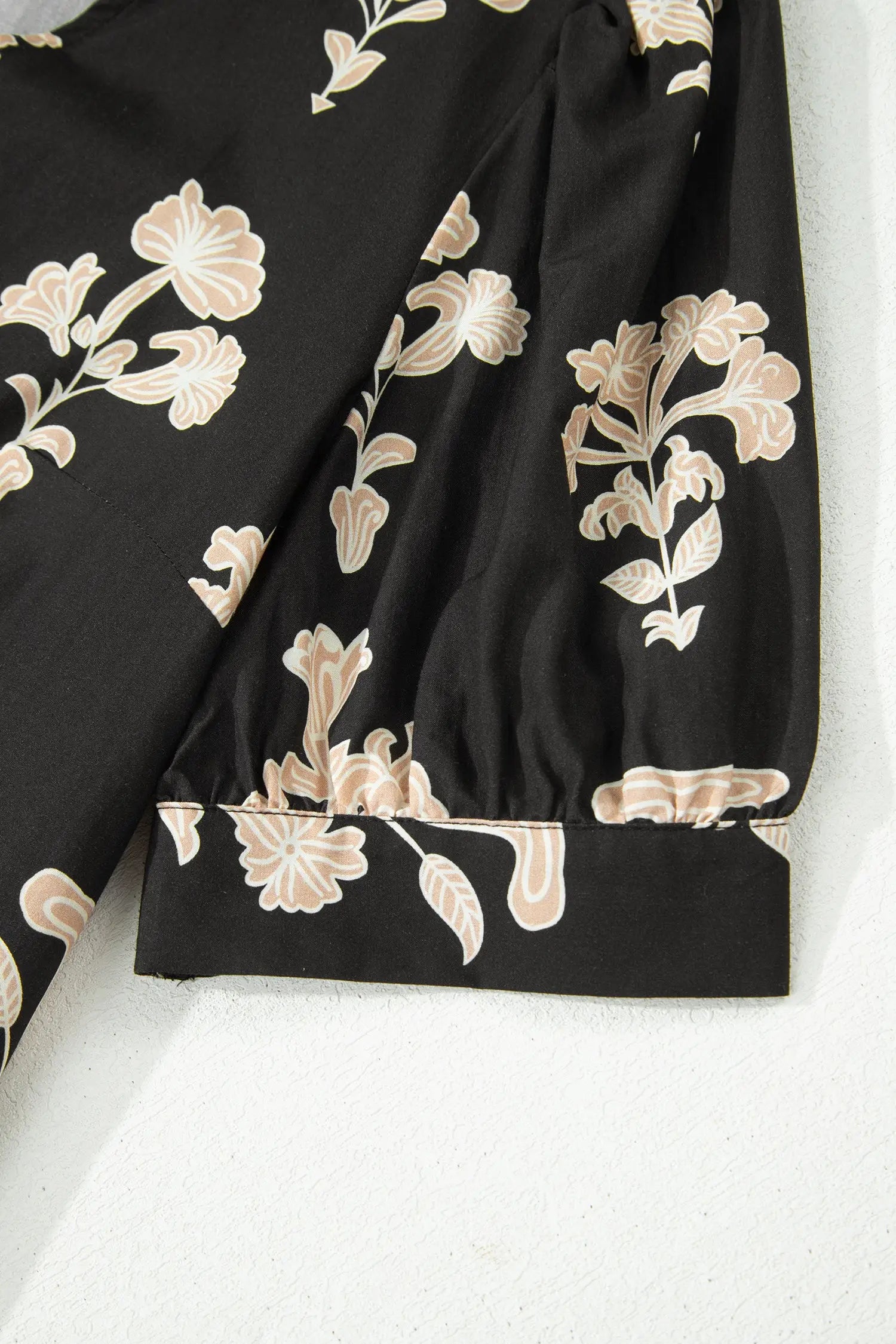 Floral frilled v-neck puff sleeve mini dress dresses