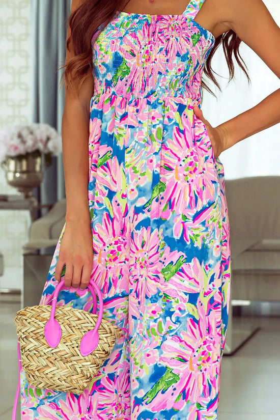 Smocked Wide Leg Jumpsuit - Fashionfitz