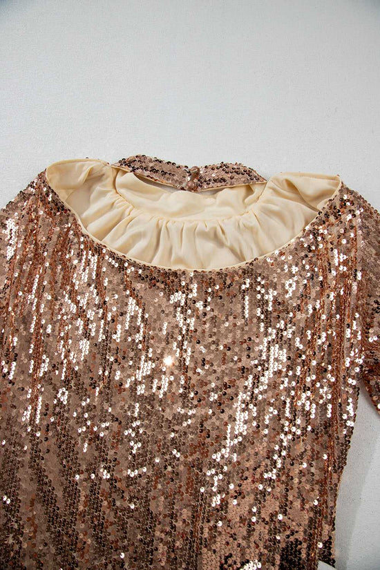 Glimmer Goddess Mini – Gold Sequin Cutout Dress