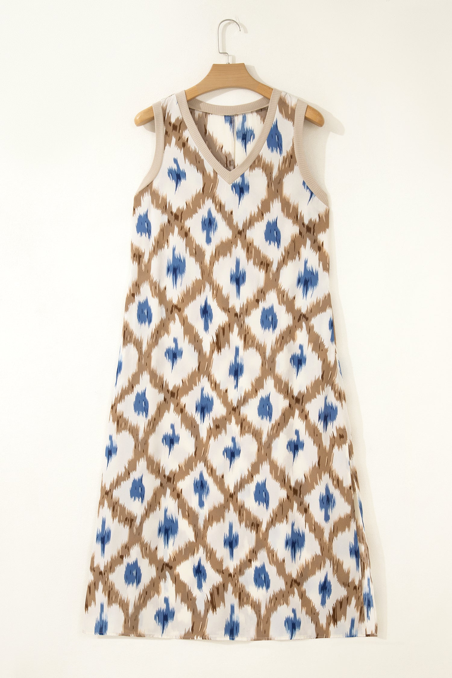 Boho Abstract Print Sleeveless Maxi Dress Women UK