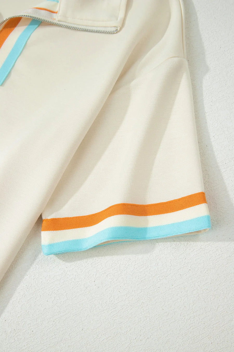 Striped half zip polo short set two piece women uk | fashionfitz