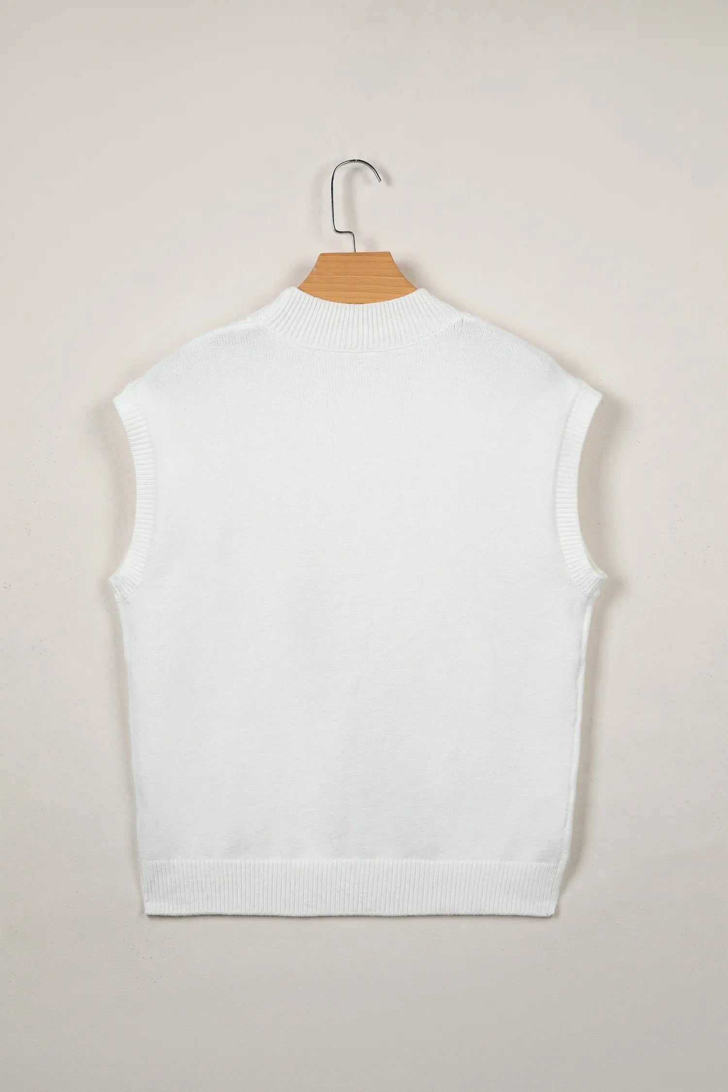 Corded horseshoe western sweater ribbed mock neck short sleeve loose knit sweaters