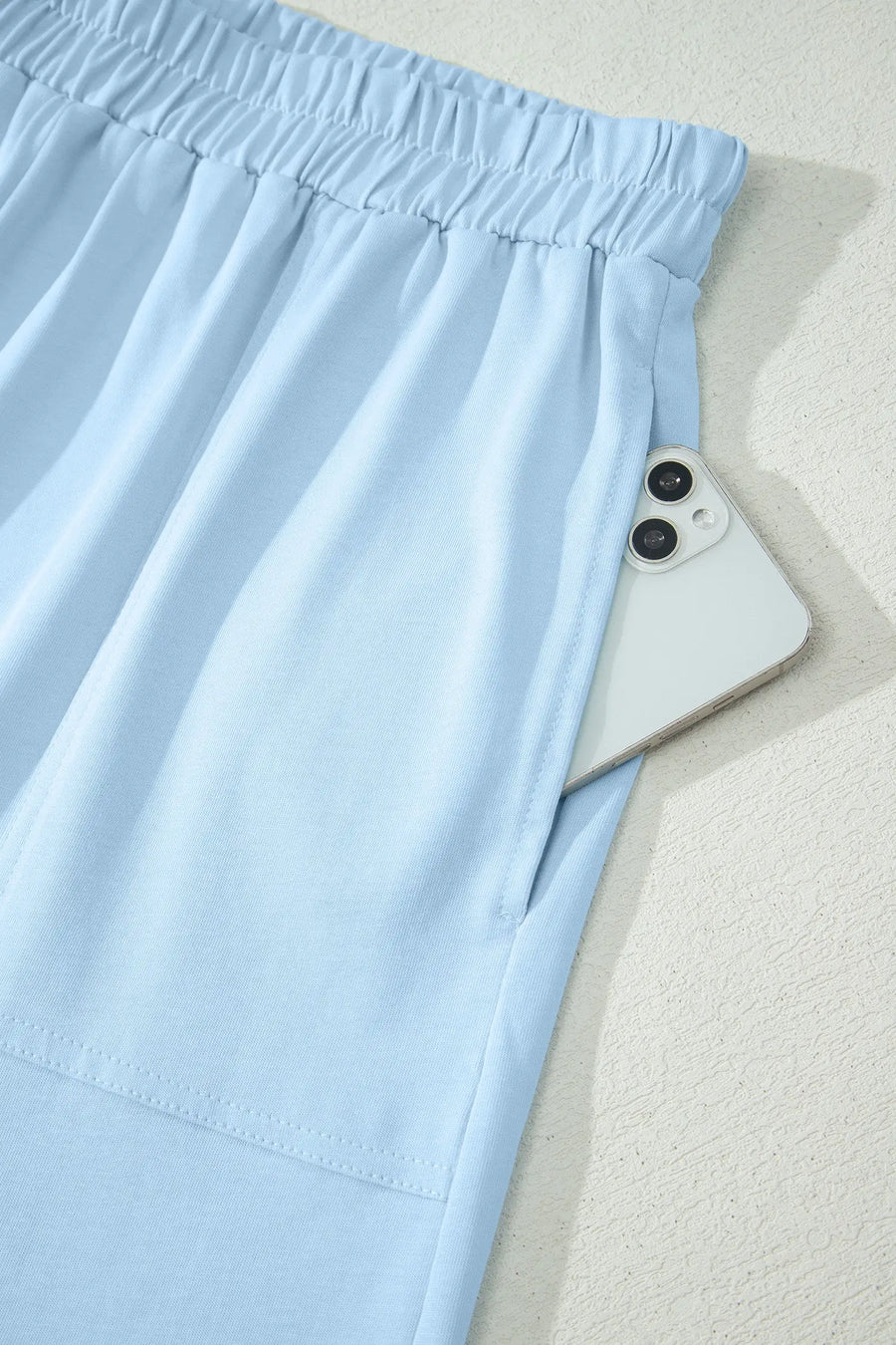 Stitched Detail Loose Tank & Cotton Shorts Set Women UK — front detail | Fashionfitz UK