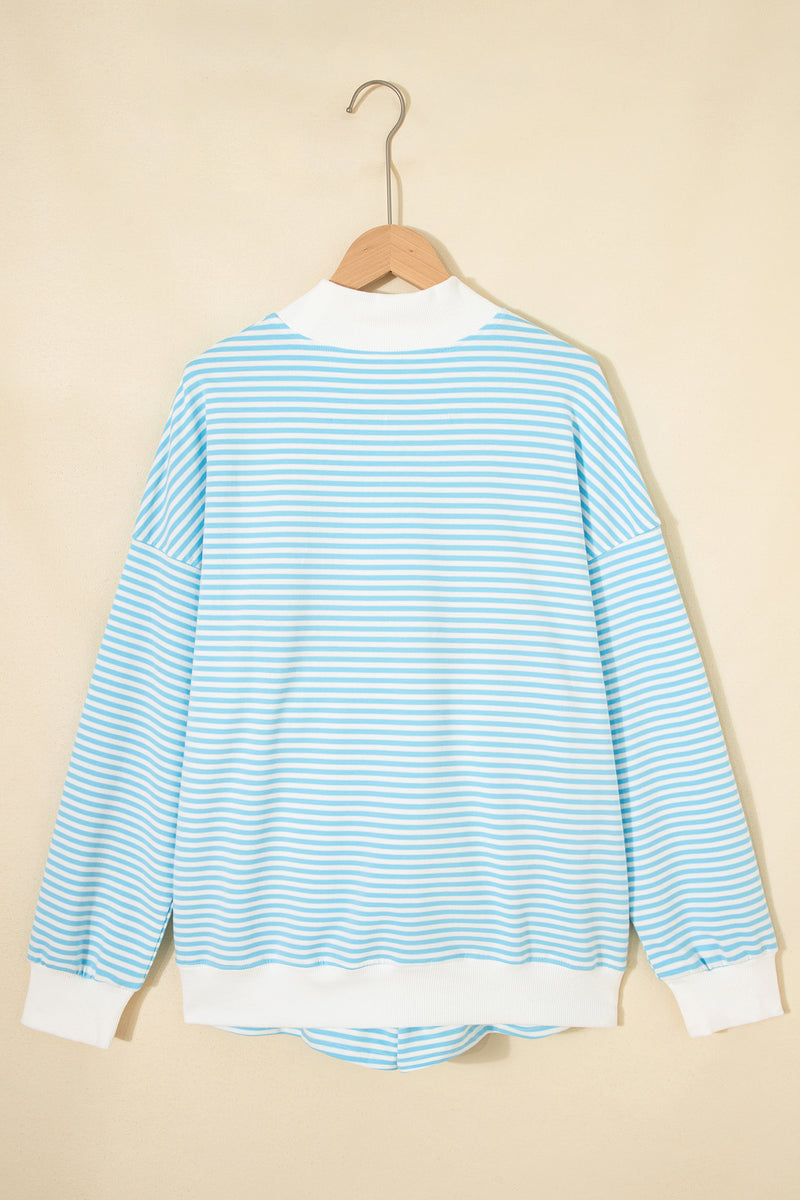 Stripe Oversize Mock Neck Sweatshirt & Shorts Co-Ord Set — styled outfit look | Fashionfitz UK