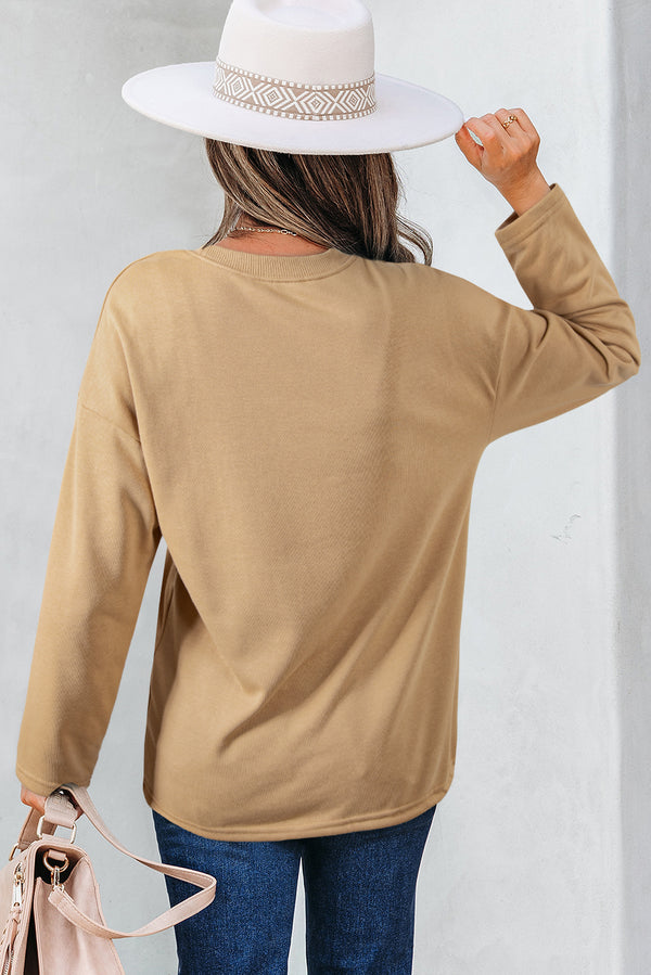 Khaki 88 Number Graphic Drawstring Oversized Long Sleeve Top Women UK