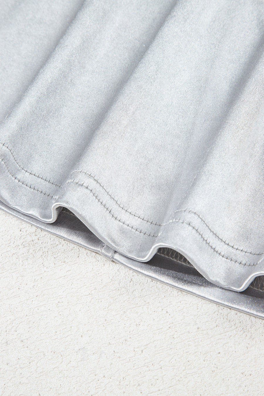 Silvery Metallic Luster Crew Neck Shift Tank Top