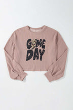 Game Day Graphic Crop Top on a white background