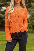 Carrot Crochet Scallop Edge Sweater