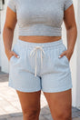 Women's stripe plus size denim shorts front view casual summer