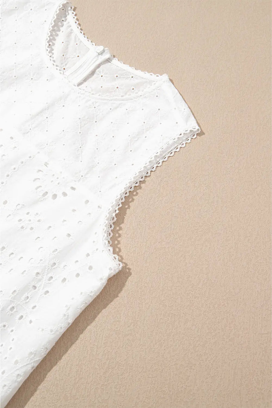 White Floral Eyelet Embroidered Sleeveless Shift Dress Women UK