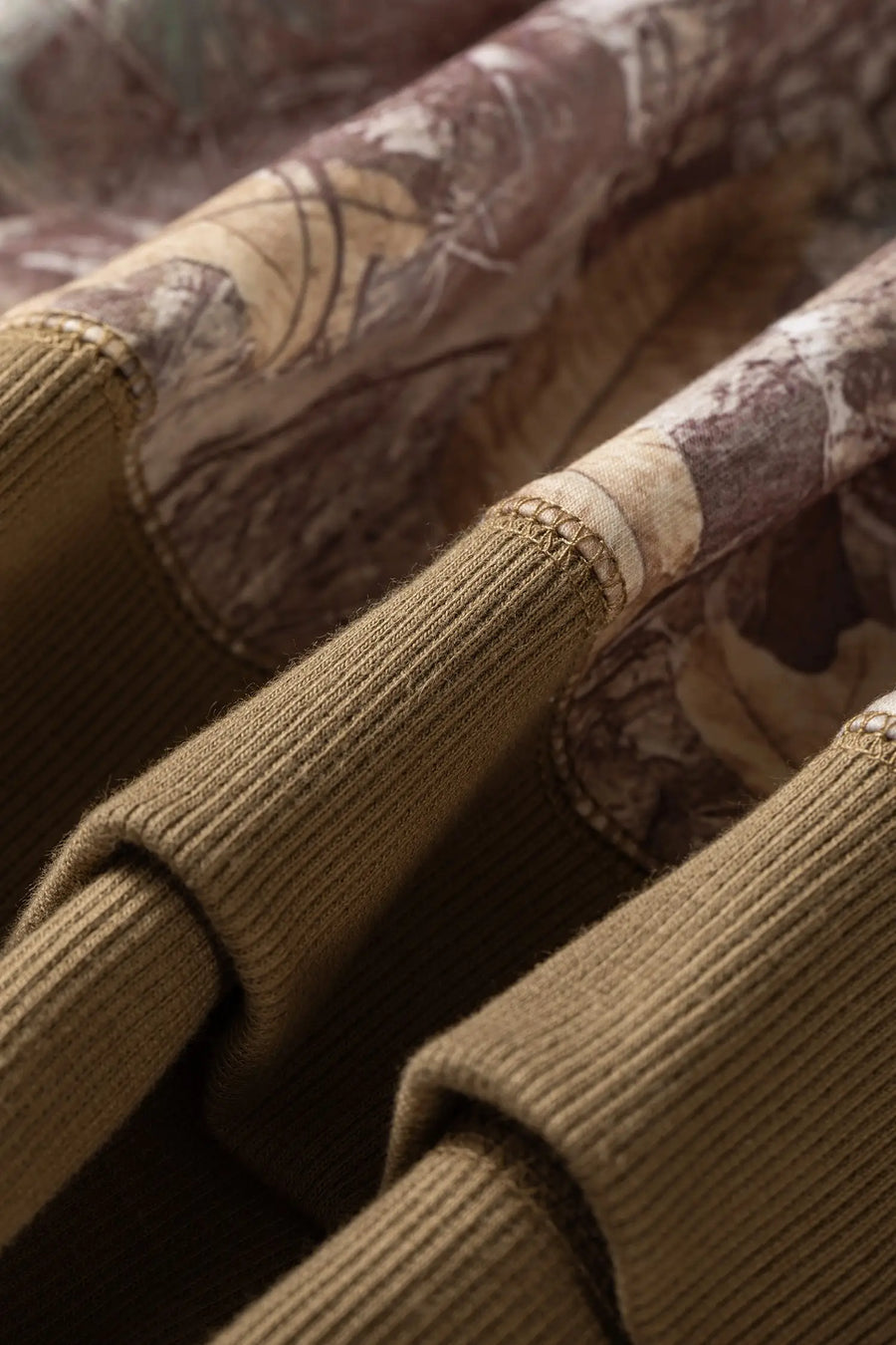 Brown Abstract Camo Colourblock Baggy Pullover Sweatshirt