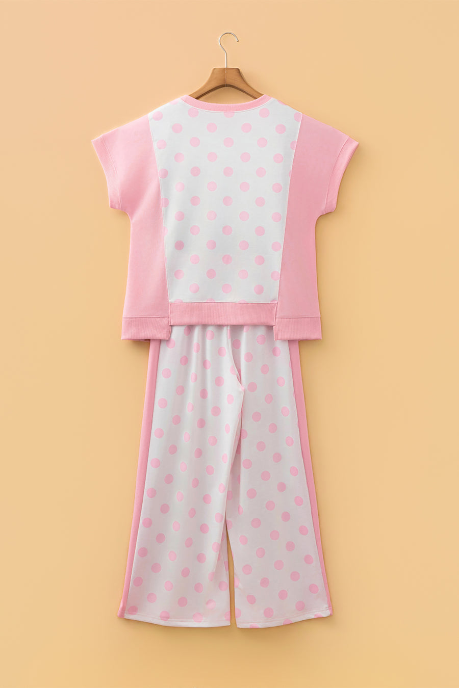 Colour Block Polka Dot Wide Leg Pant Set Women UK
