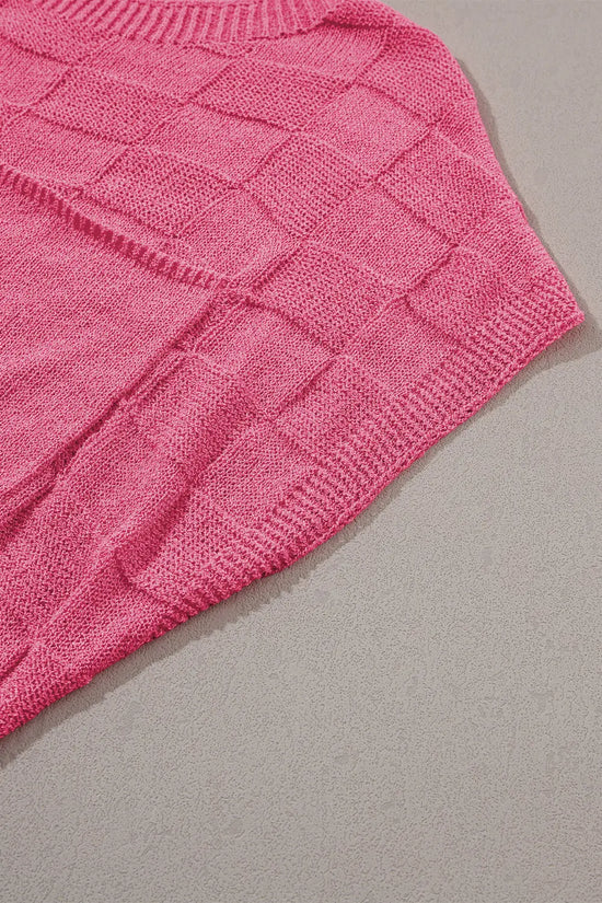 Lattice short sleeve sweater - pink sweaters