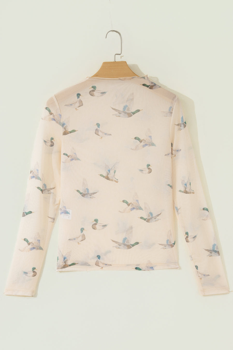 Western Print Mesh Sheer Long Sleeve Top Women UK