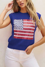 American Flag Knitted Vest - Bonbon Sparkling - Fashionfitz