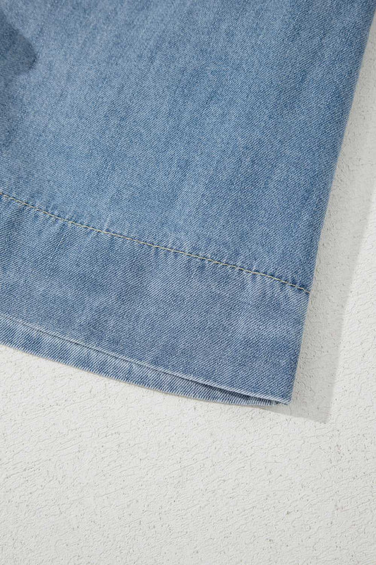 Blue Ties Puff Denim Top