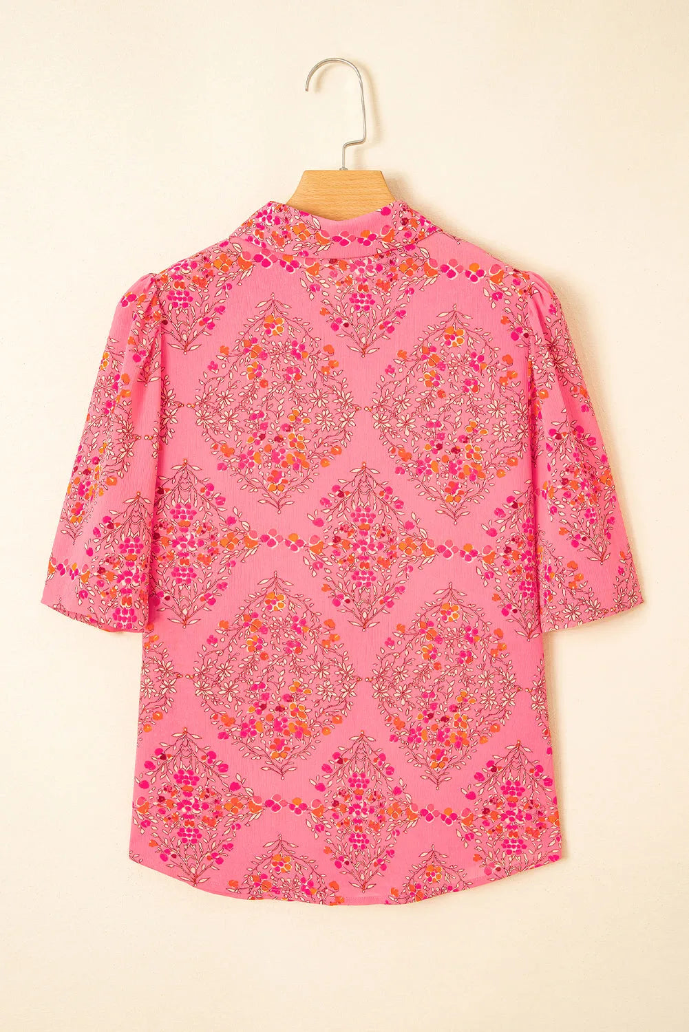 Rose Red Floral Loose Shirt - Fashionfitz