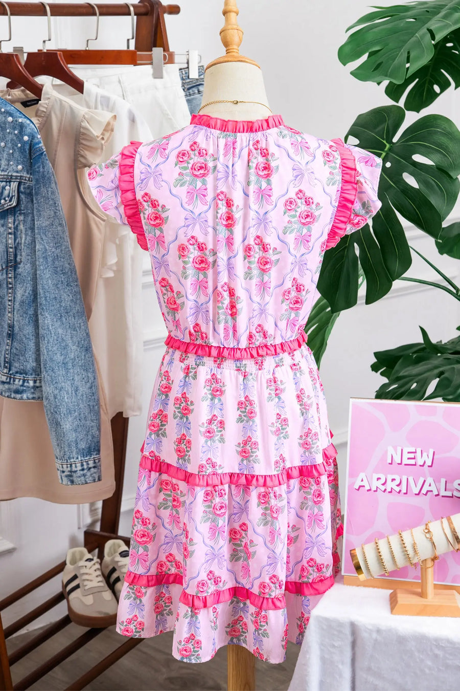 Purple Tiered Ruffles Sleeveless Summer Floral Dress Women UK