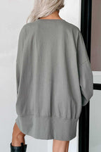 Back view of grey Sequin Halloween Graphic Top showing oversized fit and long sleeves, ideal for cozy seasonal looks.