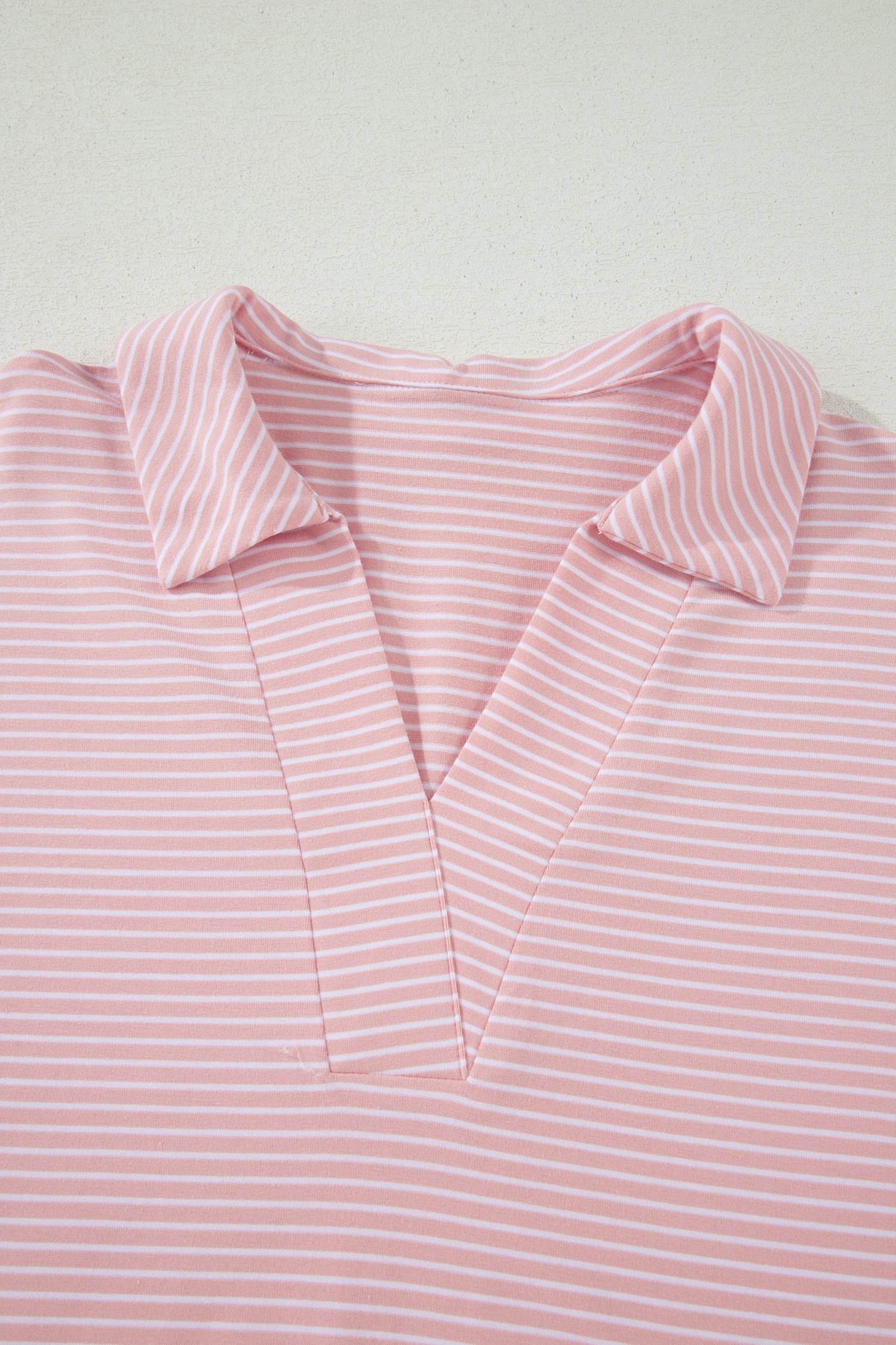 Striped Dolman Sleeve Polo Shirt and Drawstring Shorts Two Piece Set
