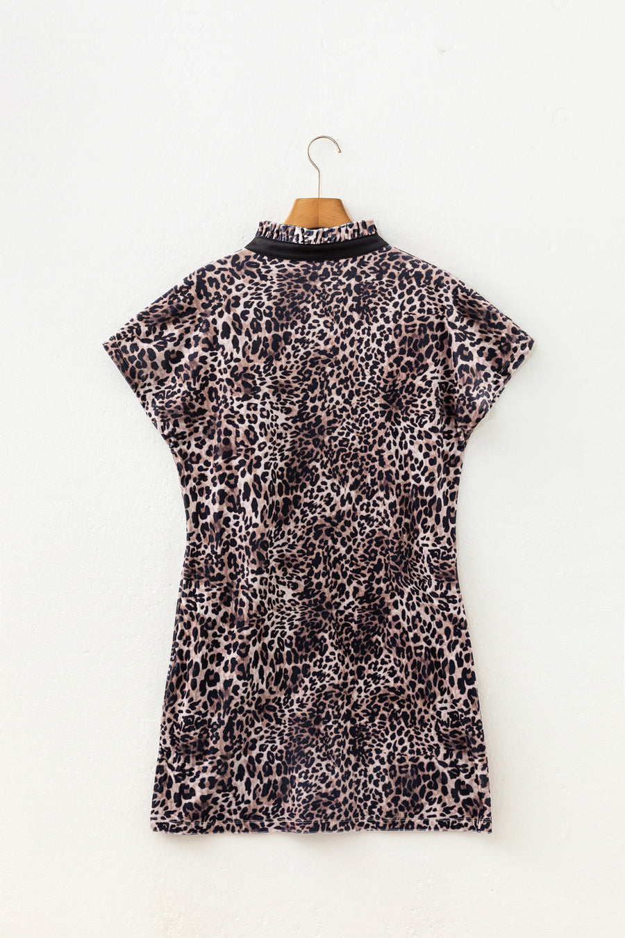 Leopard Print Short Sleeve Mini Shift Dress Women UK