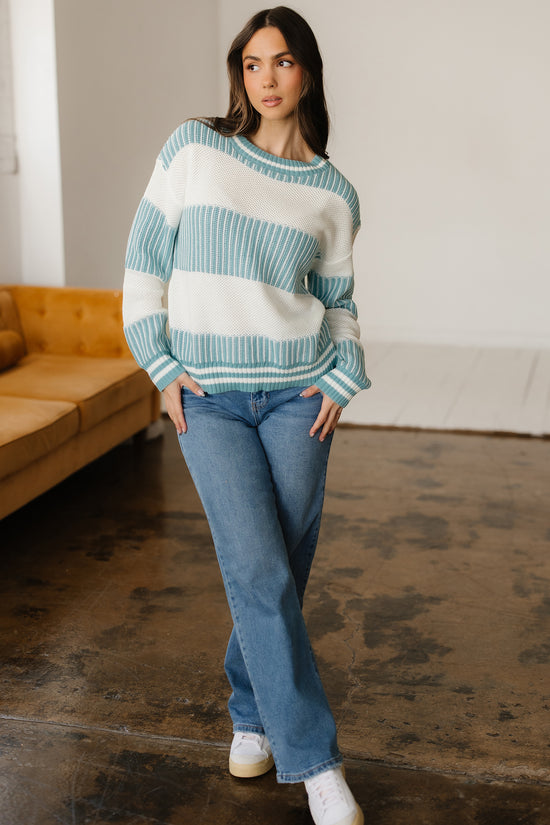 Loose Fit Striped Jumper – Two-Tone