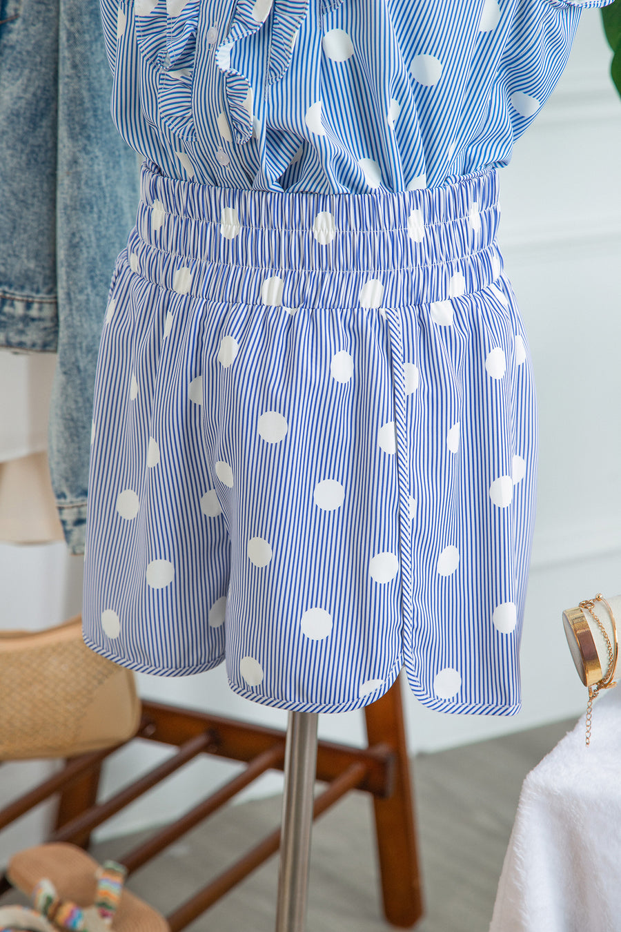 Polka Dot Print Shirred High Waist Casual Shorts — styled flat lay | Fashionfitz UK