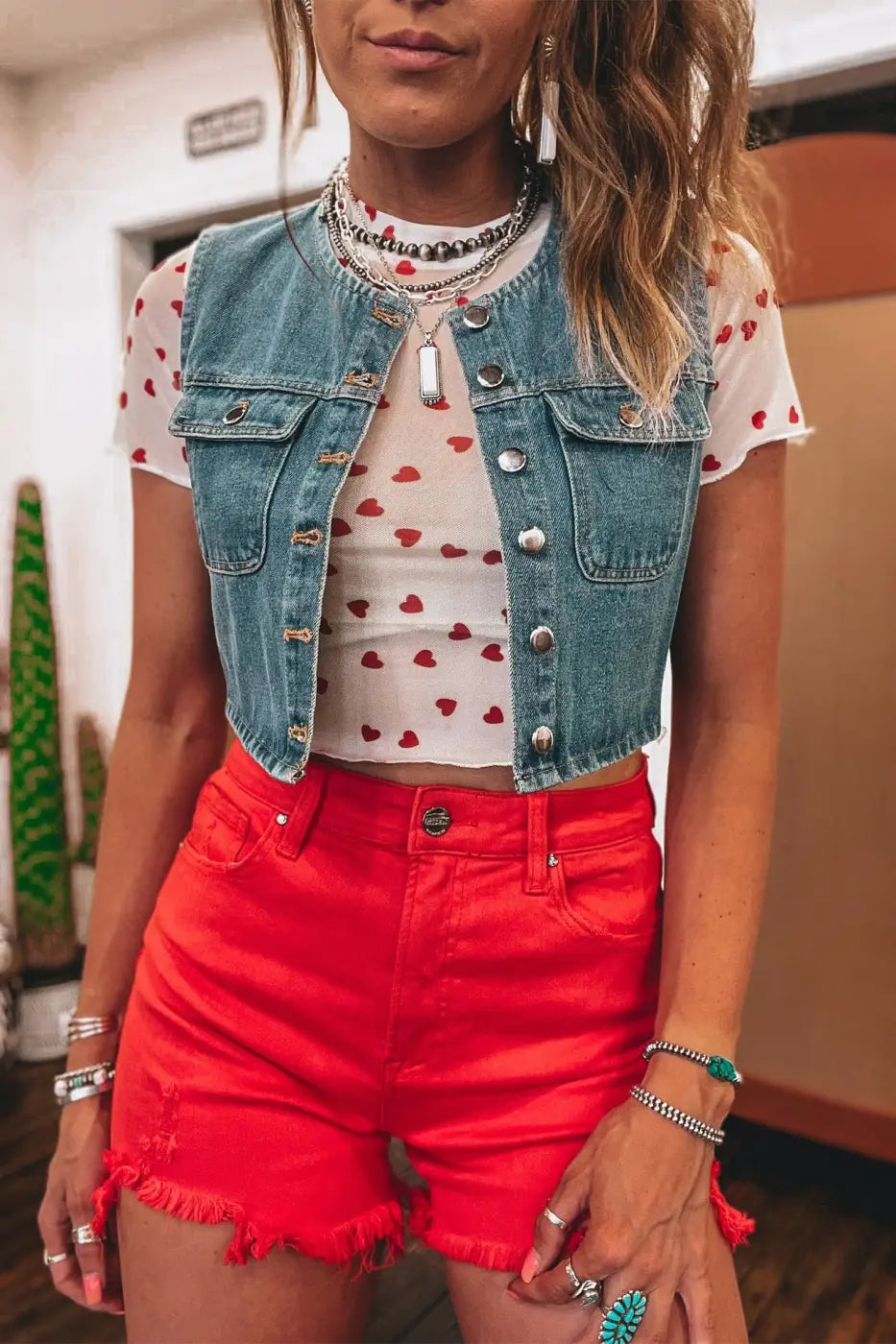 Women’s heart print mesh crop top | fashionfitz