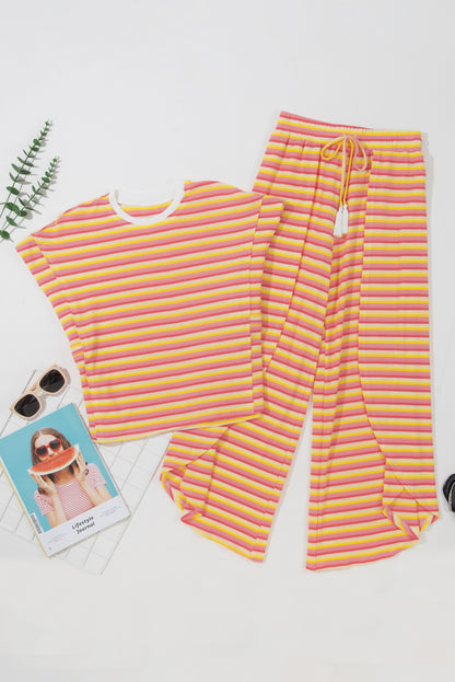 Funky Stripes Wide Leg Pants Set